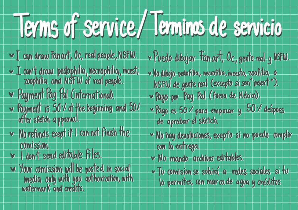 Terms of service/ Terminos de servicio